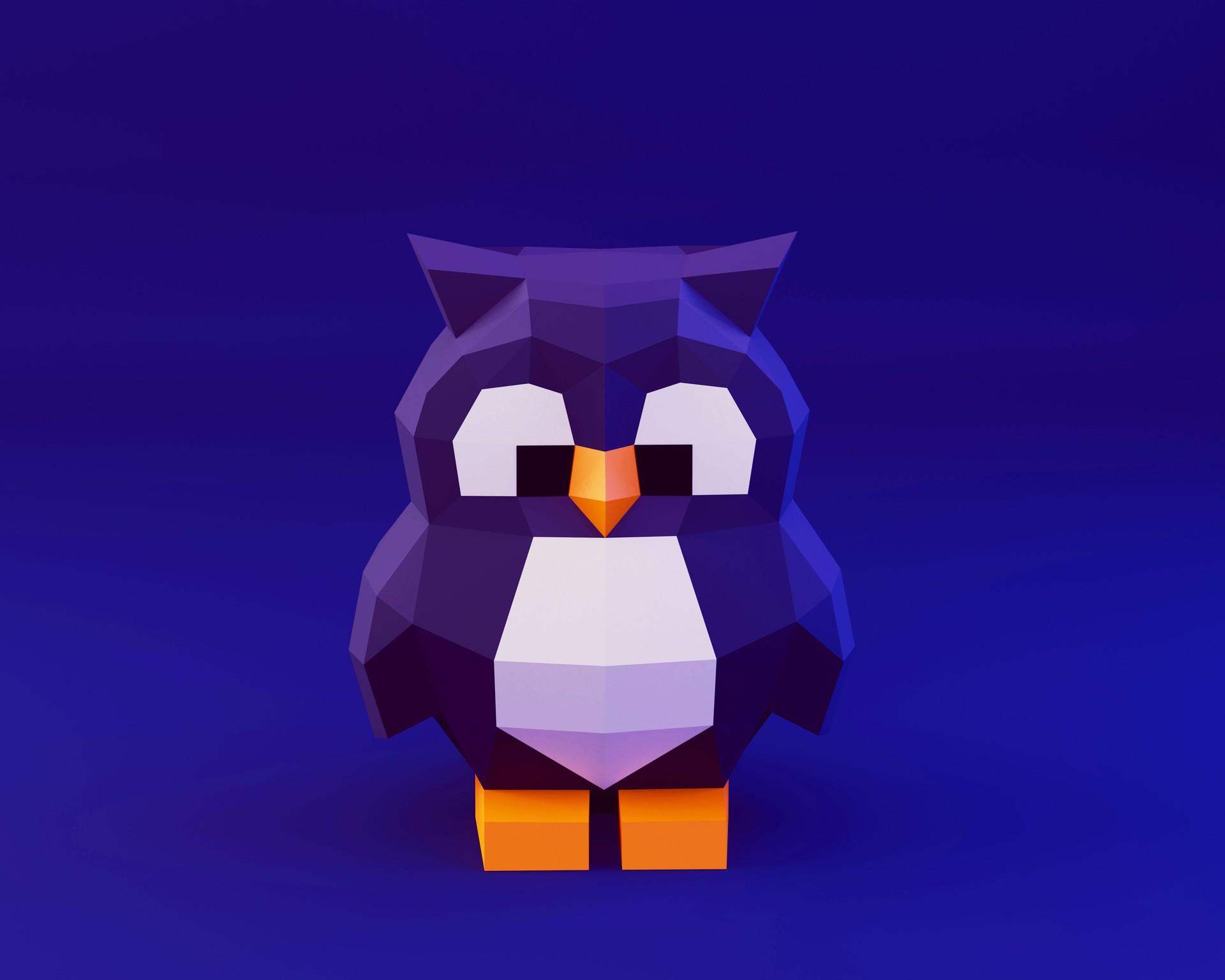 low poly cute baby owl, polygonal art, 3d rendering